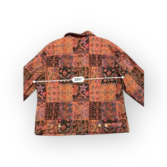 Vtg 90s Stonebridge Signature Tapestry Jacket Women’s Large Boho Patchwork Butto - Picture 6 of 8